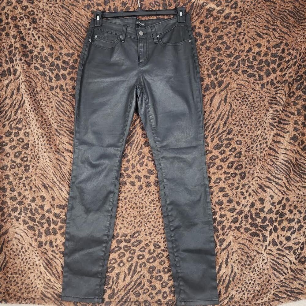 Eileen Fisher Metallic Black Slim Fit 5 Pocket Jeans Size 8 Glam Preppy